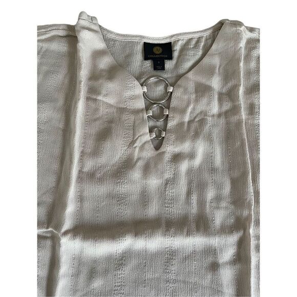 NWT SZ S Macy’s JM Collection Triple O-Ring Lurex Dolman Sleeve Tunic Top in Sug - Picture 5 of 9